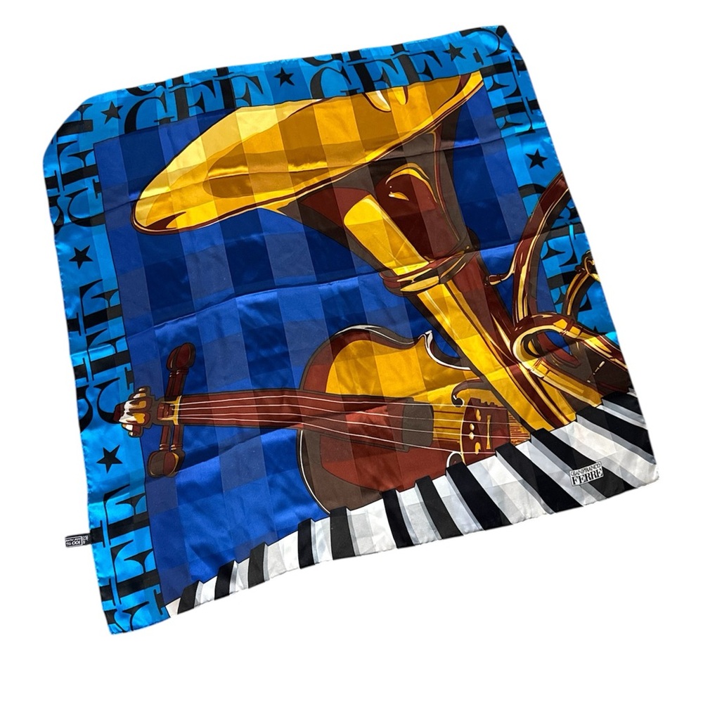 Gianfranco Ferre Silk Scarf Musical Trumpet and Violin